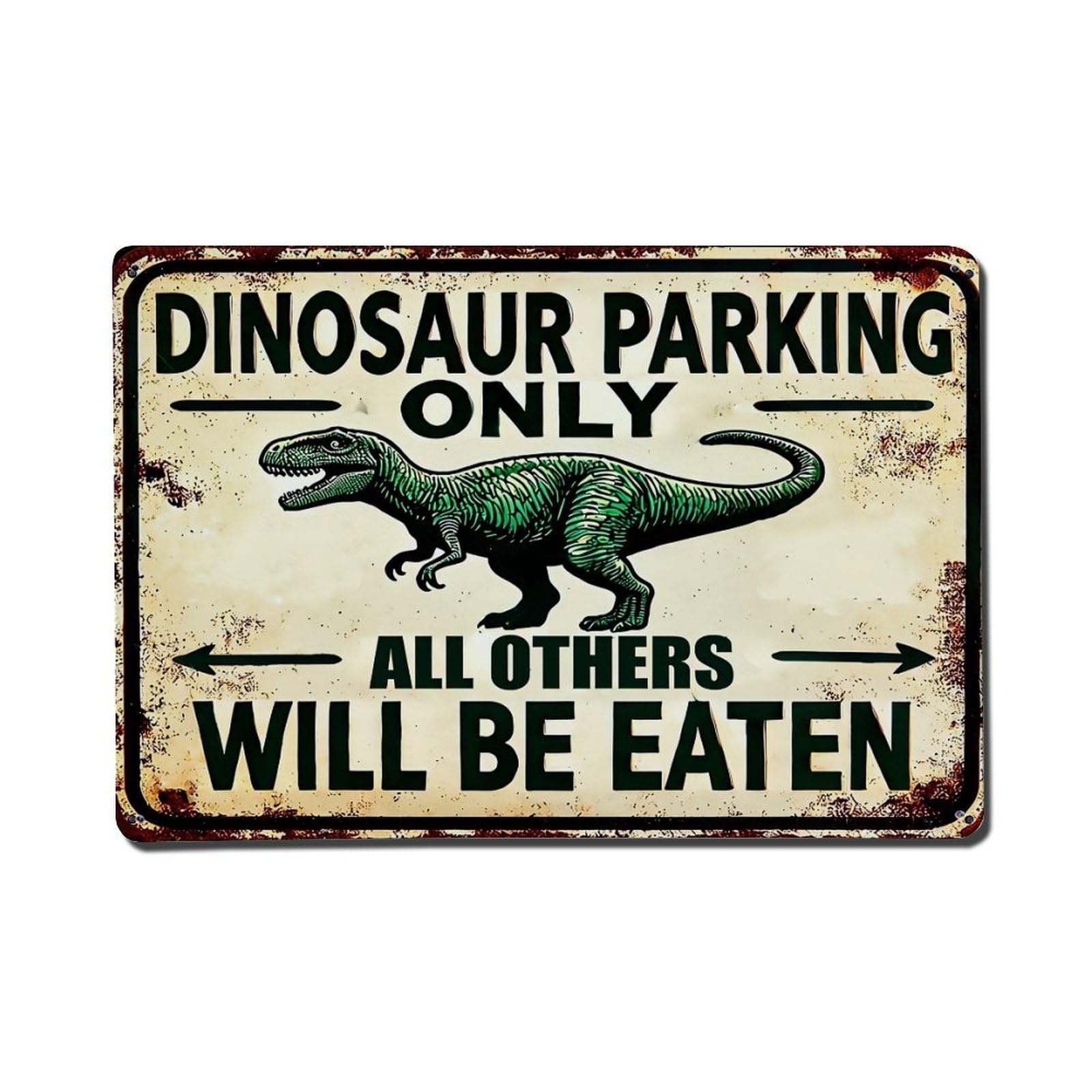 Dinosaur Parking Only Sign Retro Metal Tin Sign, Vintage Decor Art Poster for Bar, Home, Man Cave, Kitchen, Laundry Room Gift 8x12Inch