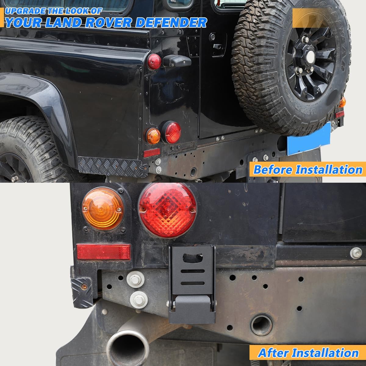 Black Carbon Steel Car Rear Bumper Towing Hitch Steps Compatible with Land Rover Defender 2004-2018 Step Anti Slip Tow Bumper Step Guard Black Trailer Hitch Steps