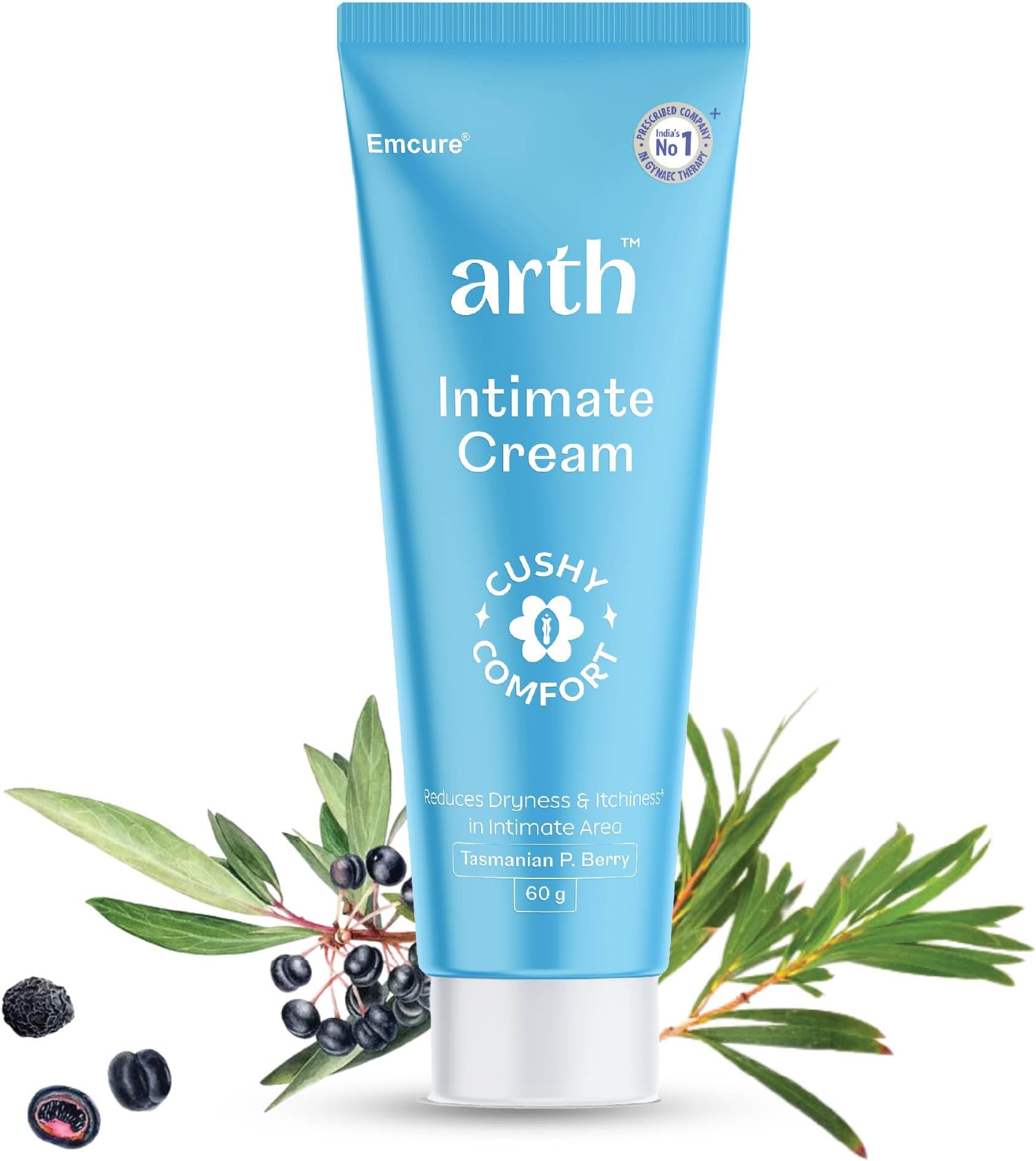 Arth Intimate Cream for Women to Balance Intimate pH (3.5-4.5) | Reduces Dryness, Itching, Irritation & Soothes Intimate Area | With Tasmanian Berry & Australian Tea Tree | Daily Intimate Hygiene | 60g