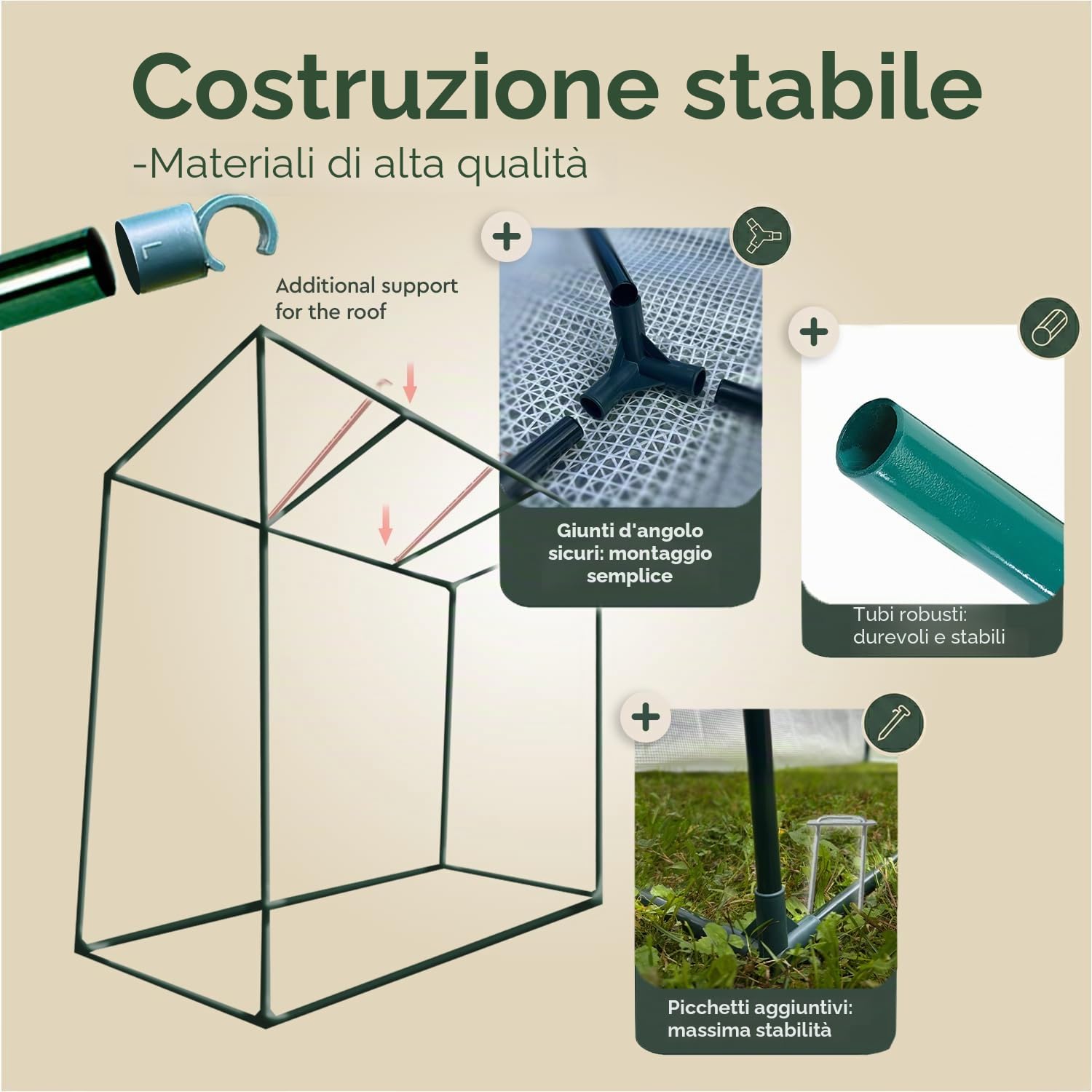 Serra circolare con struttura rinforzata in tubi di acciaio zincato e copertura PE rinforzata | Porta con cerniera | Resistente ai raggi UV e al vento (Bianco, 1,98x0,77x1,68m.)