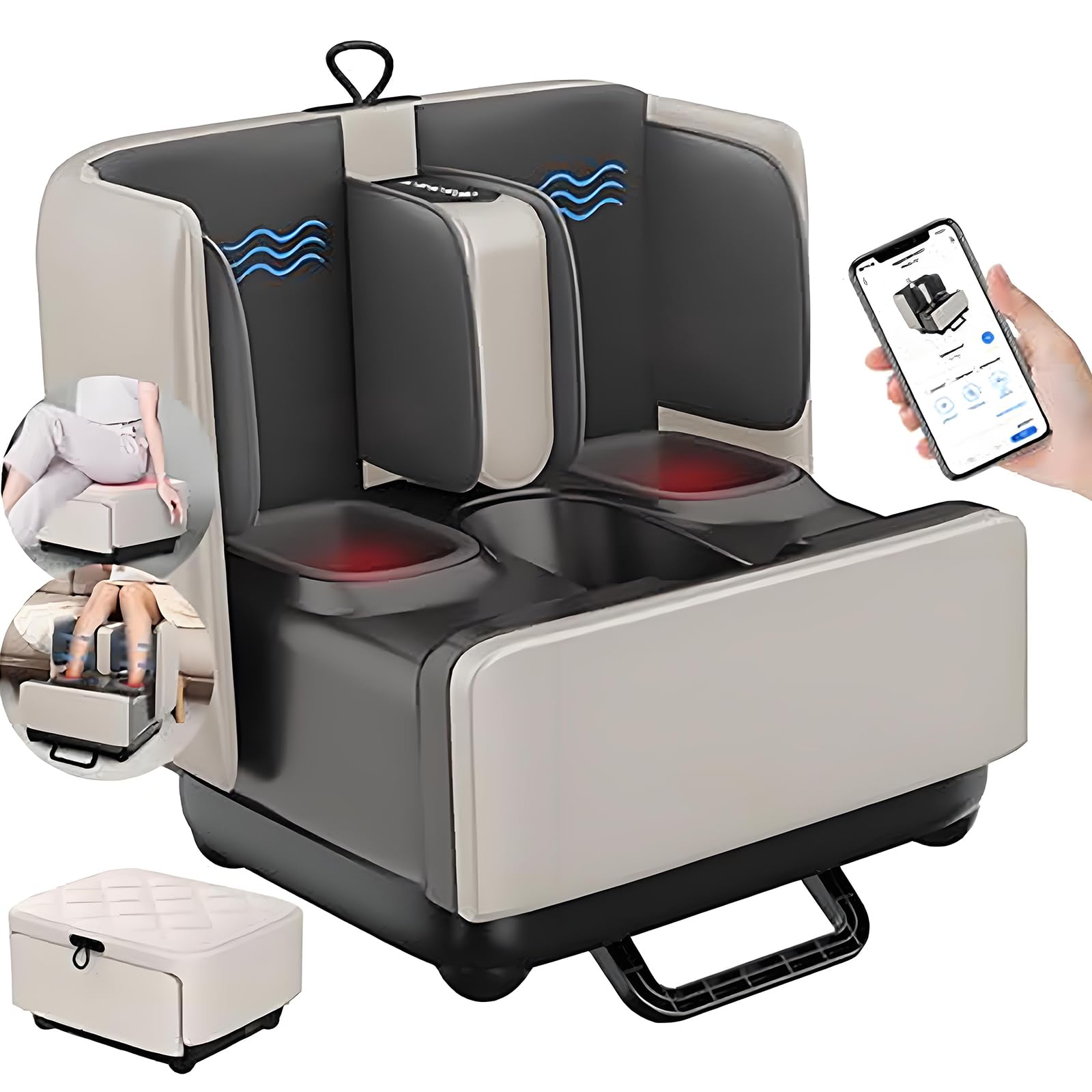 Appareil de massage des pieds et mollets blanc au design élégant pour votre bien-être