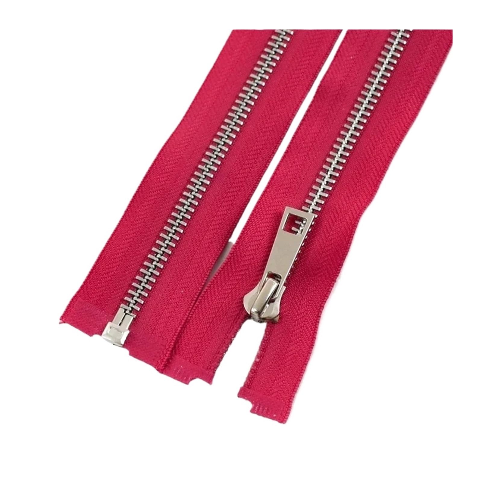 Cremallera de metal 5 #, 40/50/60/70/80 cm, apertura simple, dientes plateados, ropa, cremalleras de coser(rosa, 70 cm, 5 # – 10 unidades)