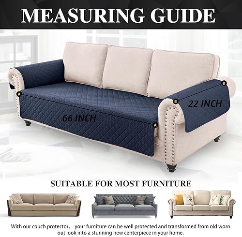 Miniatura 5 de Funda impermeable para sofá de 1 pieza, para sofá de 3 cojines, reversible, protector duradero de muebles para mascotas, perros y gatos (sofá de 3