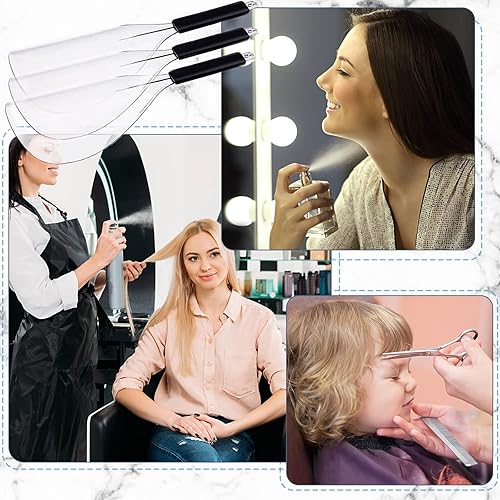 Miniatura 4 de Noverlife Paquete de 3 máscaras faciales de peluquería de plástico con mango de esponja, protector de laca reutilizable para peluquería y maquillaje