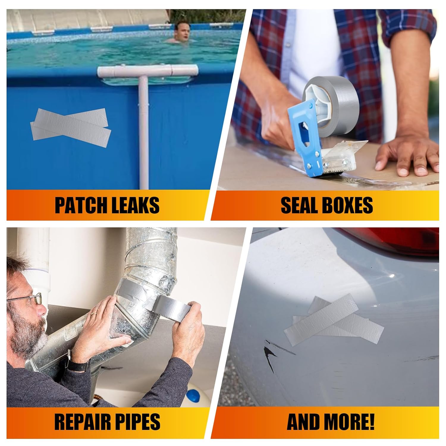 5Pack Duct Tape Heavy Duty, 2 inches x 30 Yards Strong, Flexible, No Residue, All-Weather and Tear by Hand-Bulk Value for Repairs,Industrial, Professional Use(Silver)