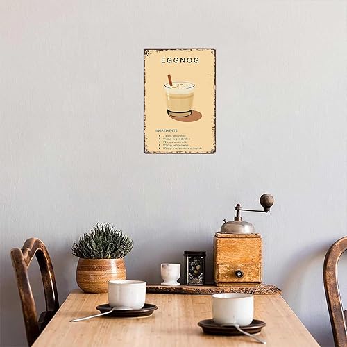 Miniatura 5 de Cartel de metal vintage divertido con diseño de ponche de huevo, póster de cóctel, arte de pared para el hogar, sala de estar, oficina, bar,