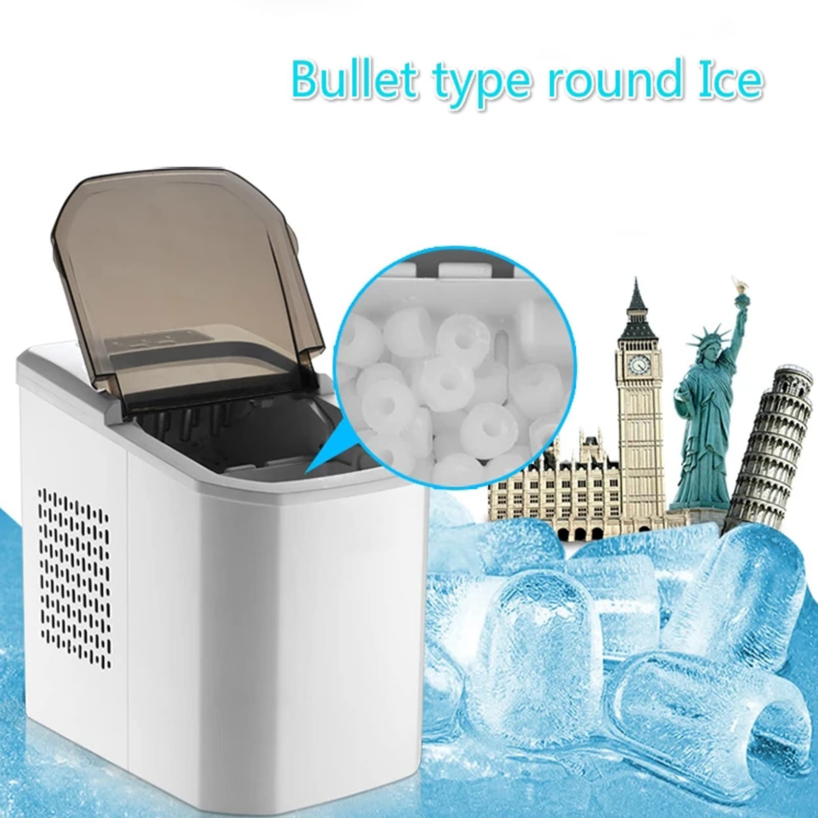 Amazon｜カウンタートップ製氷機 24時間で26ポンド ミニ製氷機 2サイズ