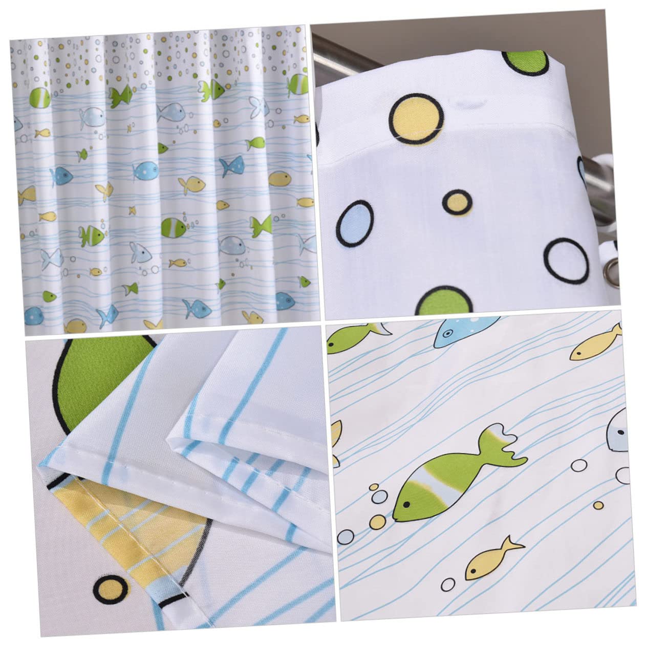 Cortina de Ducha para Baño Infantil de Poliéster con Patrón de Dibujos Animados y Ganchos, Decoración Adorable para Baño