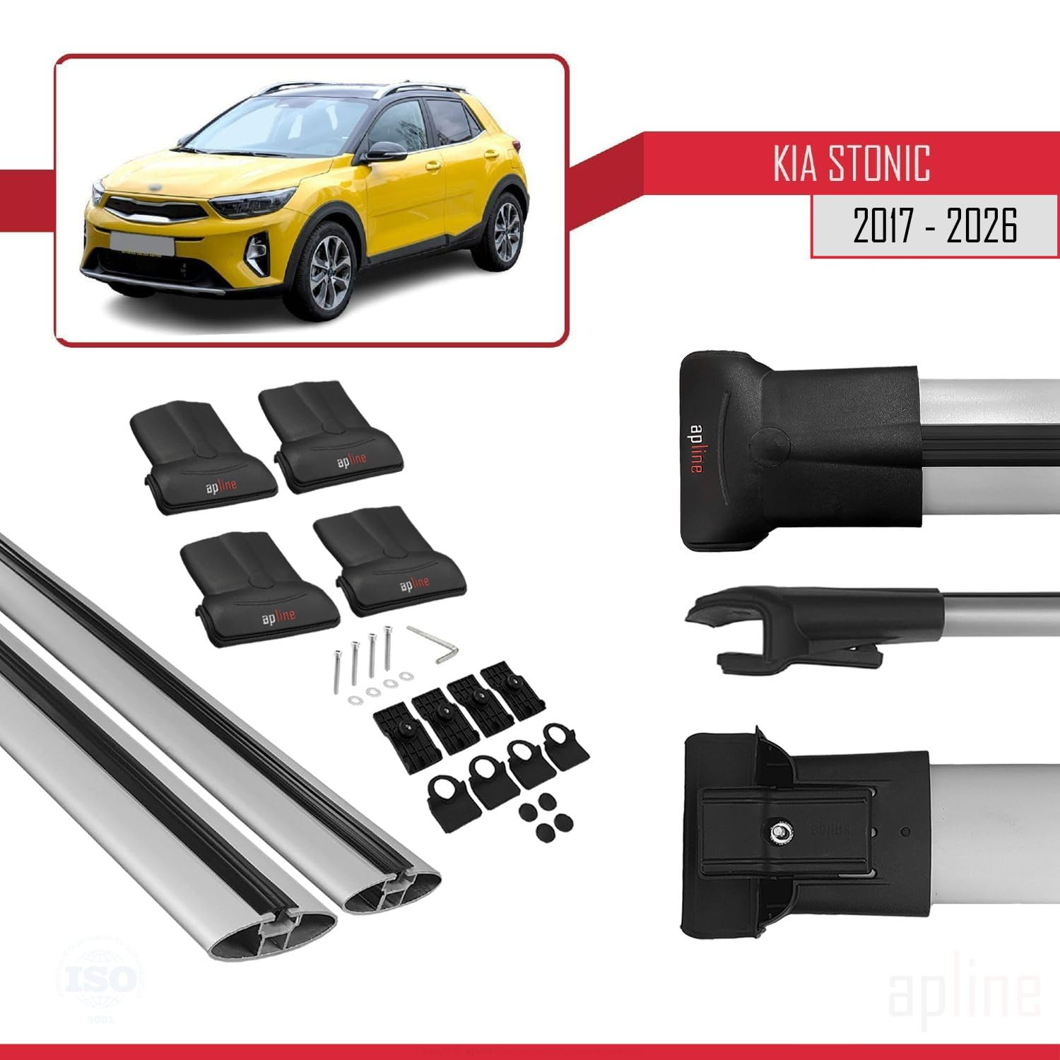 Compatibile con Kia Stonic 2018-2024 Barre Portatutto FLY Modella Portapacchi Barre Tetto GRIGIO