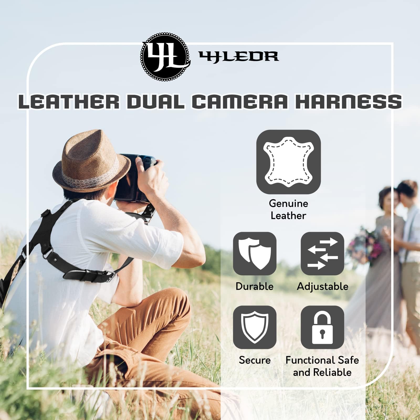 Camera Harness,Dual Shoulder Leather Camera Strap for Photographer,Camera Shoulder Strap for 2 Cameras Carrying for Men&Women, Multi Camera Gear for DSLR/SLR Strap
