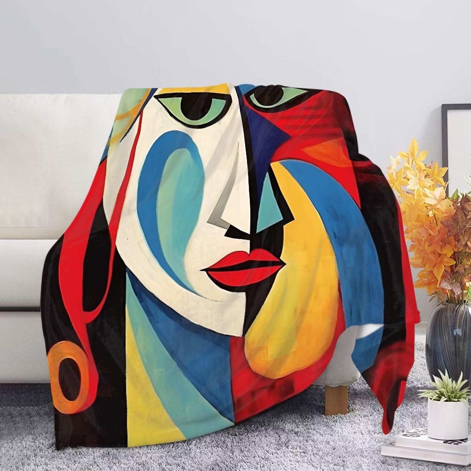 Buxolandt Art Abstract Printed Throw Blanket for Couch Bed Blanket Fuzzy Soft Thermal Blankets for Couch Bed Sofa for Bed and Living Room Hug Blanket