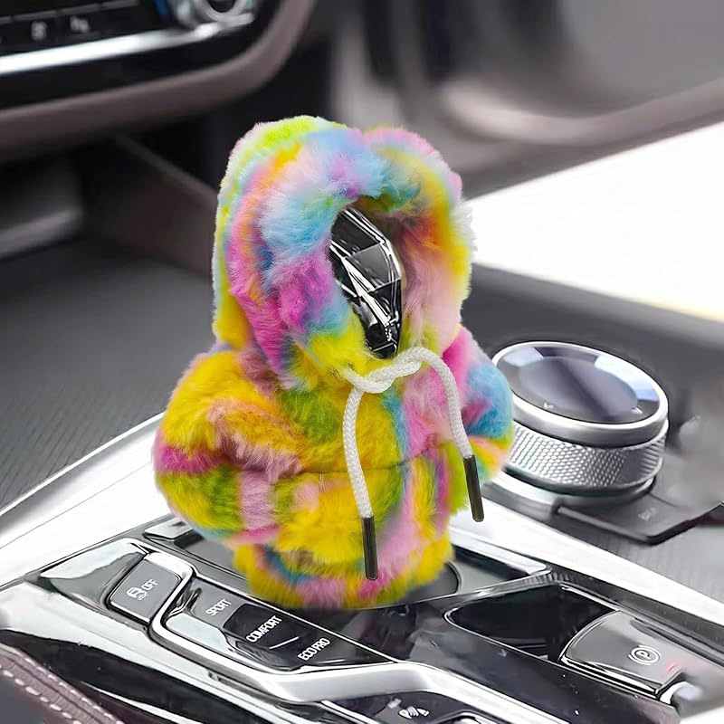 Capa de Pelúcia para Manopla de Câmbio Meorain Candy Rainbow para Carros Manuais e Automáticos