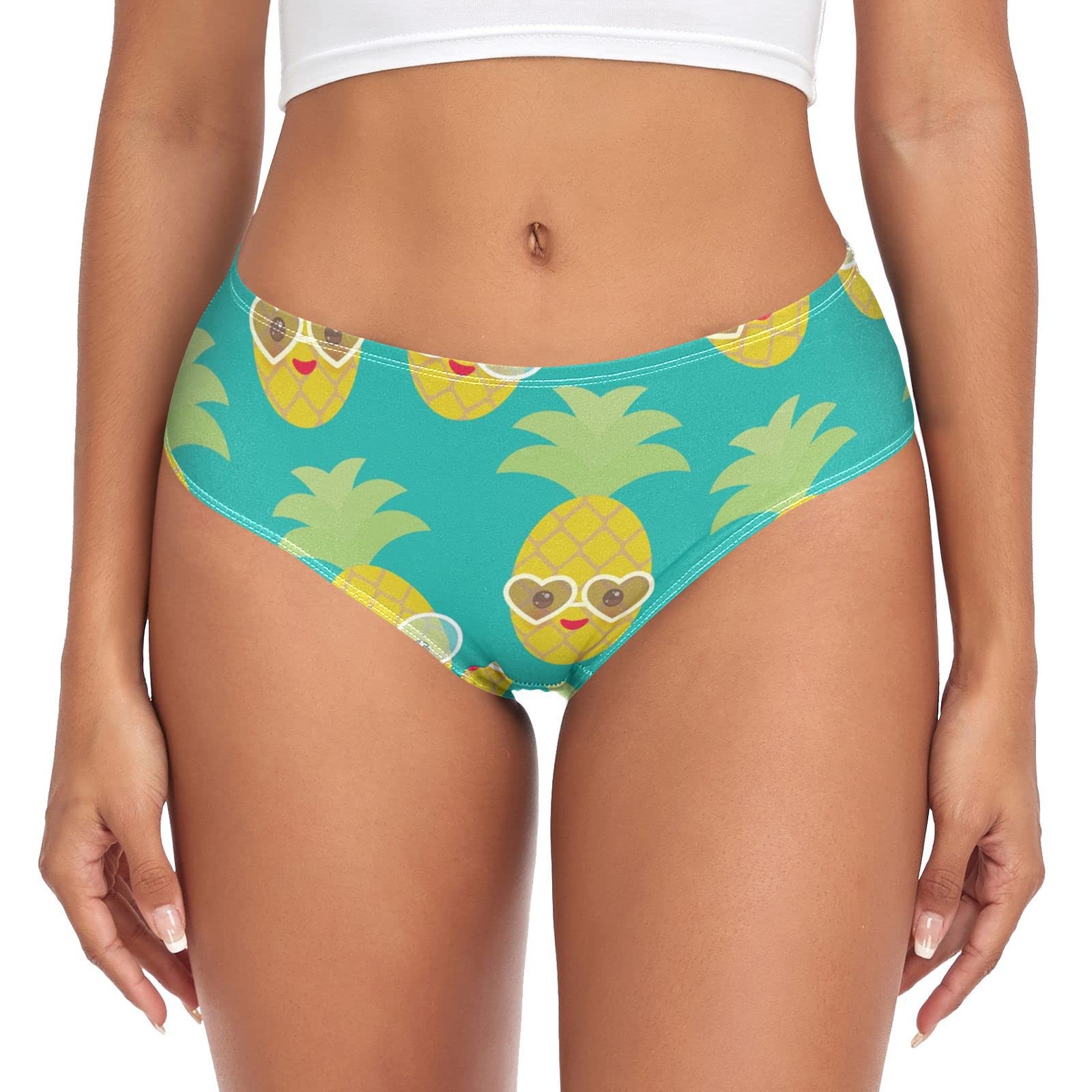 Linomo Womens Underwear Cute Pineapple Pattern Briefs Hipster Panties for Women Girls Multicolor
