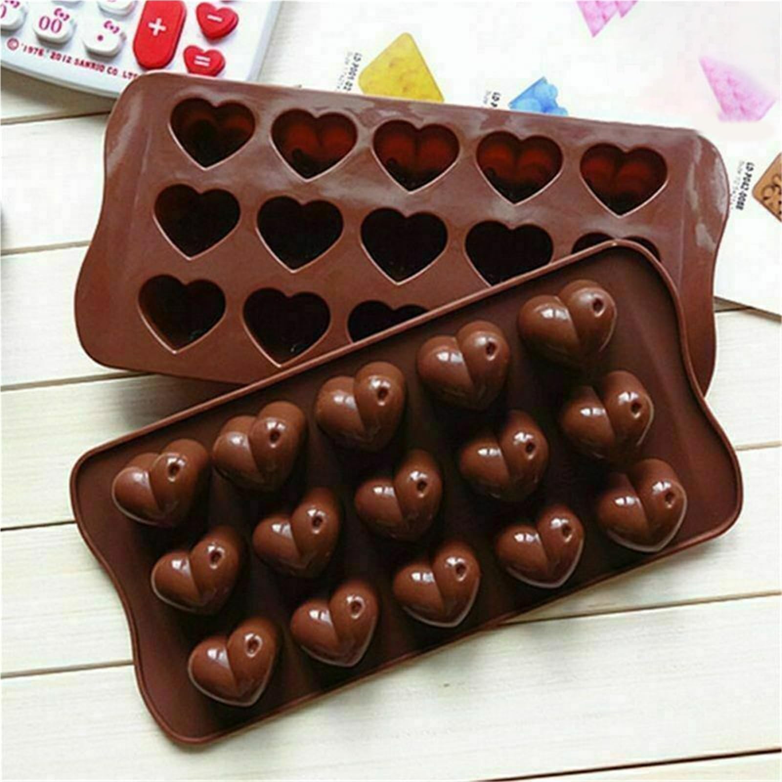 Juego de 3 moldes silicona en forma corazón for chocolate, trufas, gelatina, hielo, jabón, dulces y caramelos. Ideales for hornear pasteles otras delicias Para Repostería Y Postres