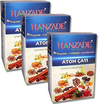 Hanzade Bitkisel Propolisli - C Vitaminli - Kara Mürverli Atom Çayı Kış Çayı 150 Gr x 3 Adet