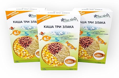 Fleur Alpine Cereal orgánico para bebés de 3 granos - Comienzo nutritivo para tu pequeño - para bebés a partir de 6 meses - 6.17 oz - Paquete de 3