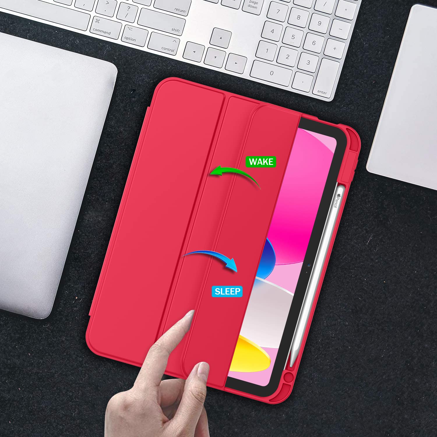 ZryXal IPad (A16) Case/iPad 10th Generation Case [11-Inch 2025/10.9 Inch 2022] With Pencil Holder, Smart Cover With Soft TPU Back [Support Auto Wake/Sleep] (Dark Green