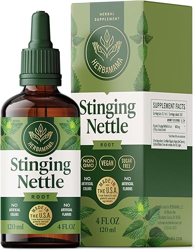 HERBAMAMA Tintura de raíz de ortiga picante, extracto líquido de raíz de ortiga orgánica Suplemento de gotas de hierbas Urtica Dioica 4 onzas