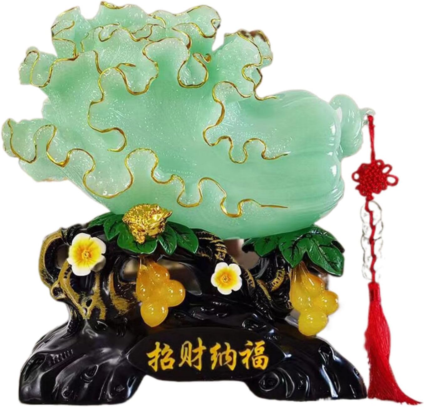 招财纳福金边玉白菜开业摆件 Feng Shui Figurine Home Office Decor Chinese Gifts 家居客厅玄关桌酒柜装饰工艺礼品 8926