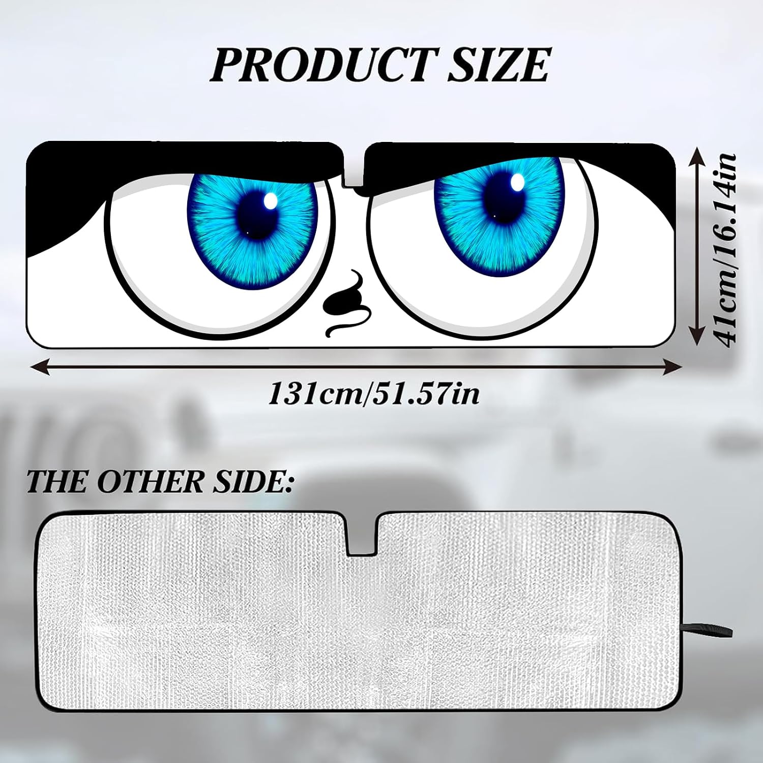 OYIXIO Duck Windshield Sun Shade, Cute Shade Heat Shield，51.57 in *16.14 in, Compatible with JK JKU TJ 2 Door & 4 Door. (Big Eyes)