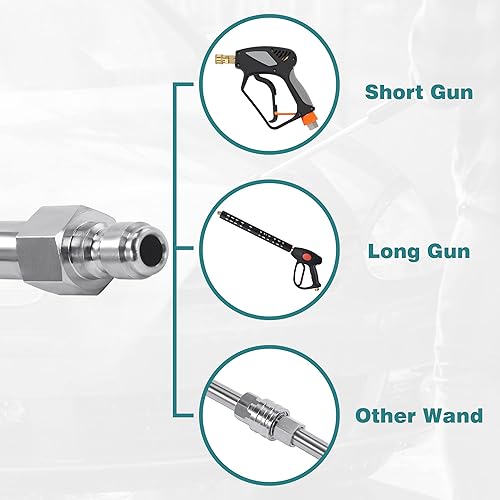 Miniatura 6 de PWACCS Varita de lavado a presión de 60 pulgadas  Reemplazo de varita de extensión de lavadora eléctrica  Lanza de pulverización universal para