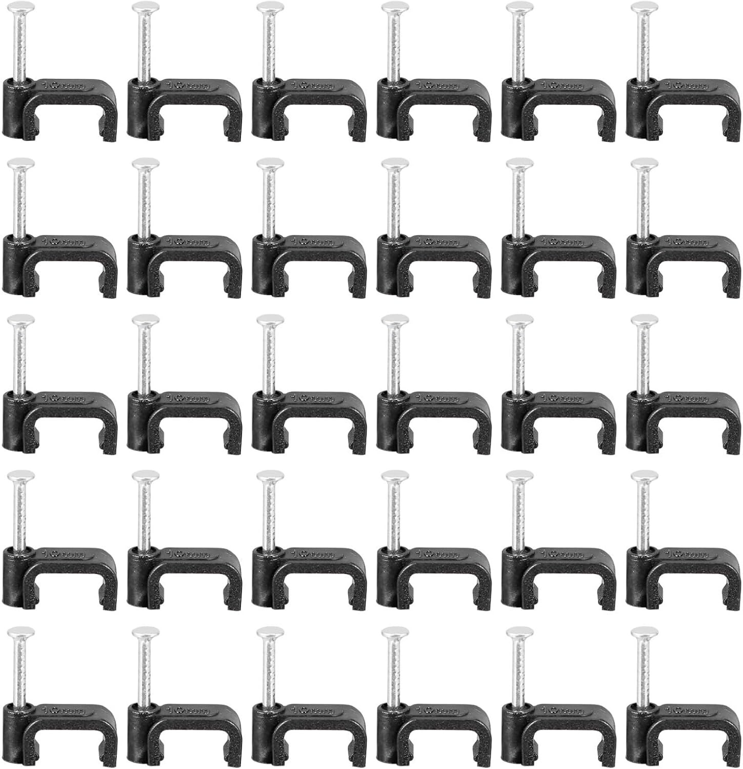 100pcs Black J-shaped Support Clamps with Nails, Cable Fixing Clips for Wire Management and Tubing Pipe Support, 10mm Half Clamp Cable Staples for Electrical Use