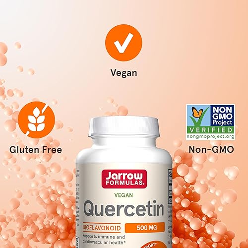Miniatura 5 de Jarrow Formulas Cápsulas de quercetina de 500 mg - 30 cápsulas vegetales - Apoya el estado antioxidante, la salud cardiovascular y la salud