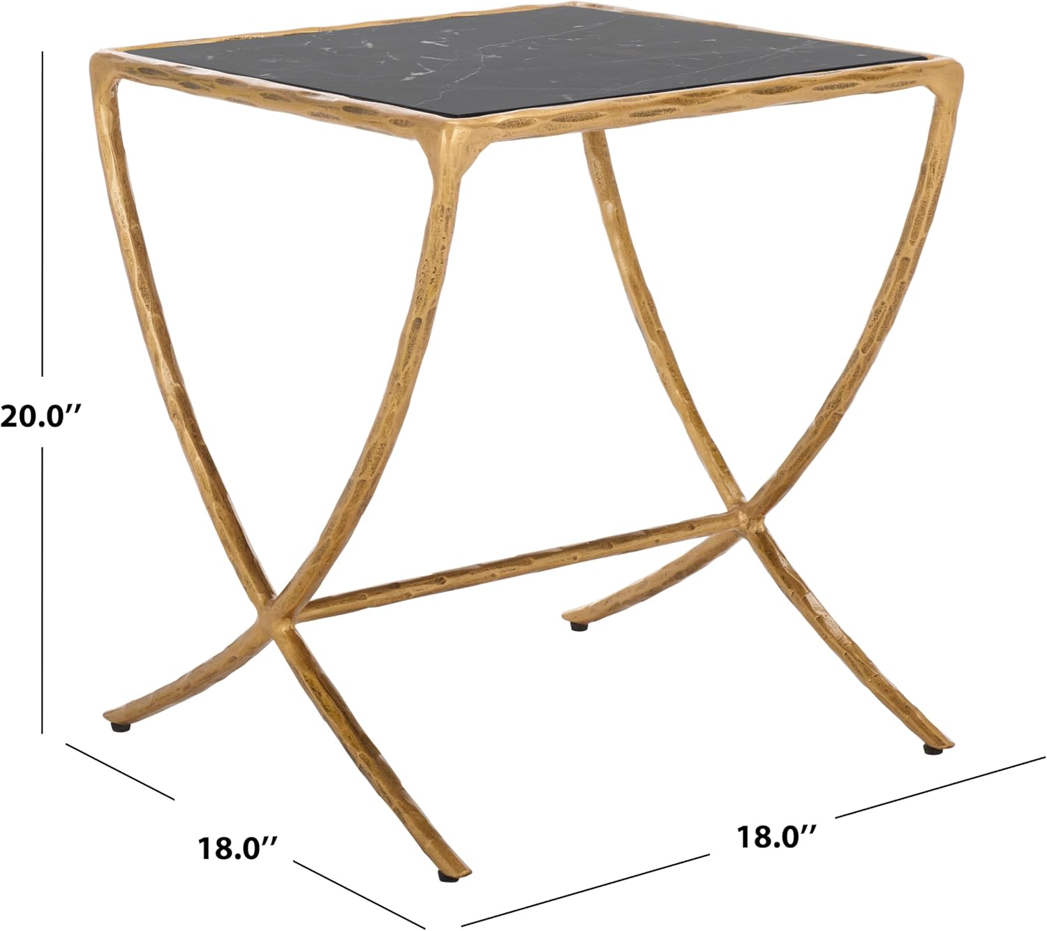 SAFAVIEH Couture Collection Debbie Brass Base & Black Marble Top Rectangular Accent Table, Fully Assembled