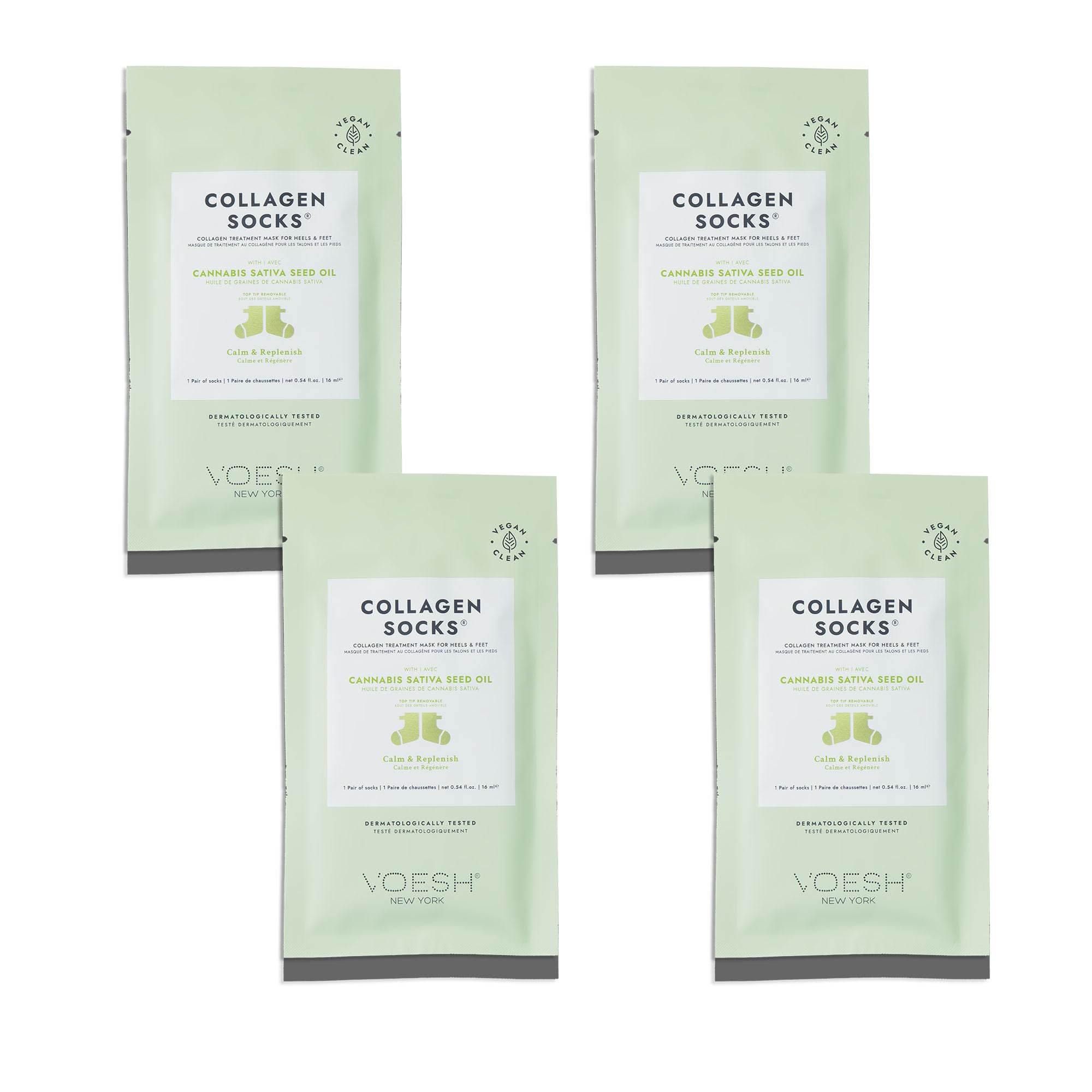 VOESH Collagen Socks, Collagen Socks for Dry Feet, 4 Pack, Herb Seed Oil, Cracked Heel Repair, Moisturizing Socks, Spa Pedicure Treatment, Spa Socks,