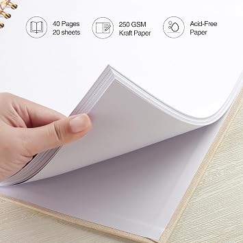 12 x 12 Inch DIY Scrapbook Photo Album Linen Cover 40 Blank White Pages for Memory Book Travel Wedding and Baby Shower