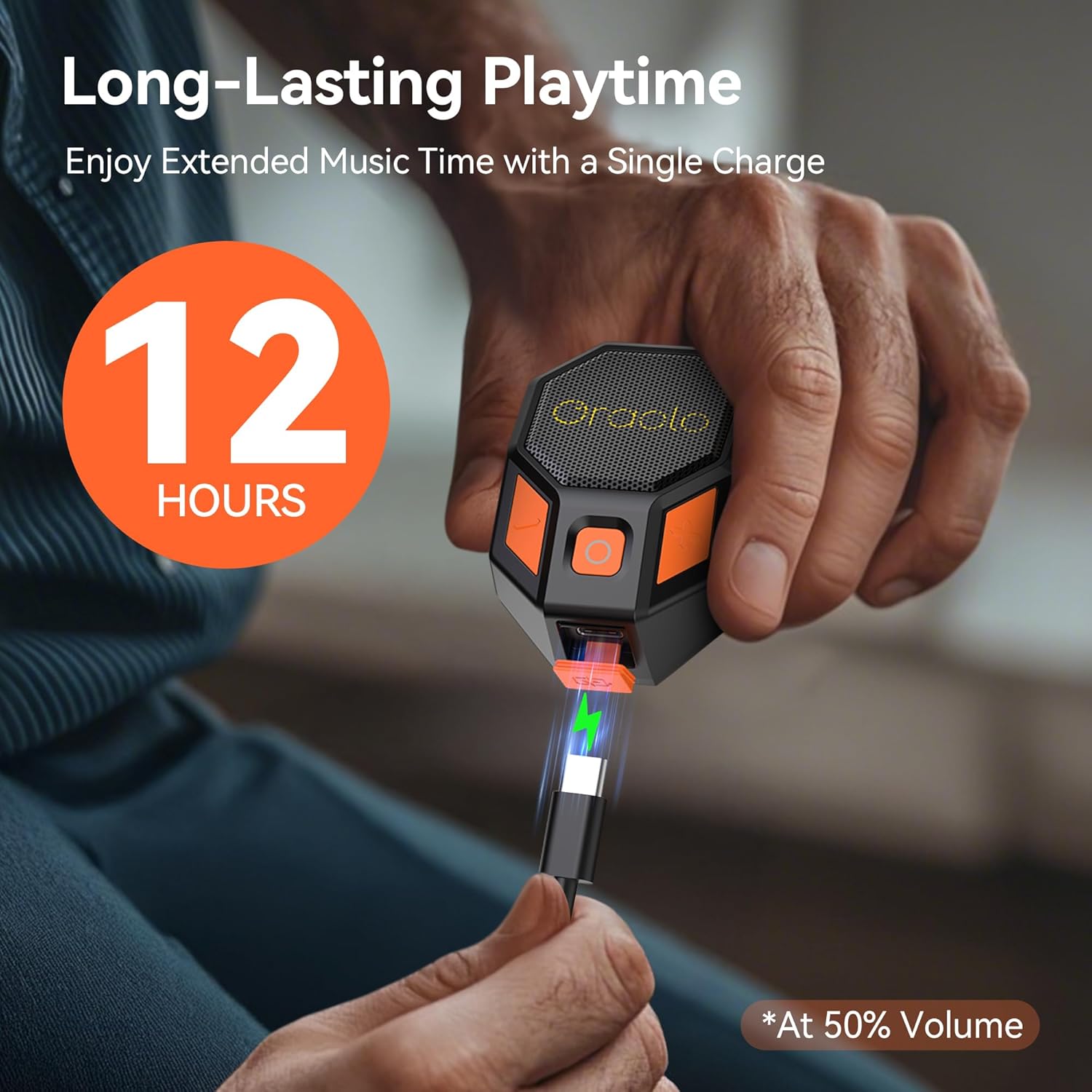 Oraolo Clip-On Portable Speaker Wearable Speaker Bluetooth 5.4, Mini Speakers for Hands-Free Calls, Built-in Mic, Stereo Sound, IPX6 Water Resistance, 12H Playtime, Wireless Speakers for Outdoor - Image 6