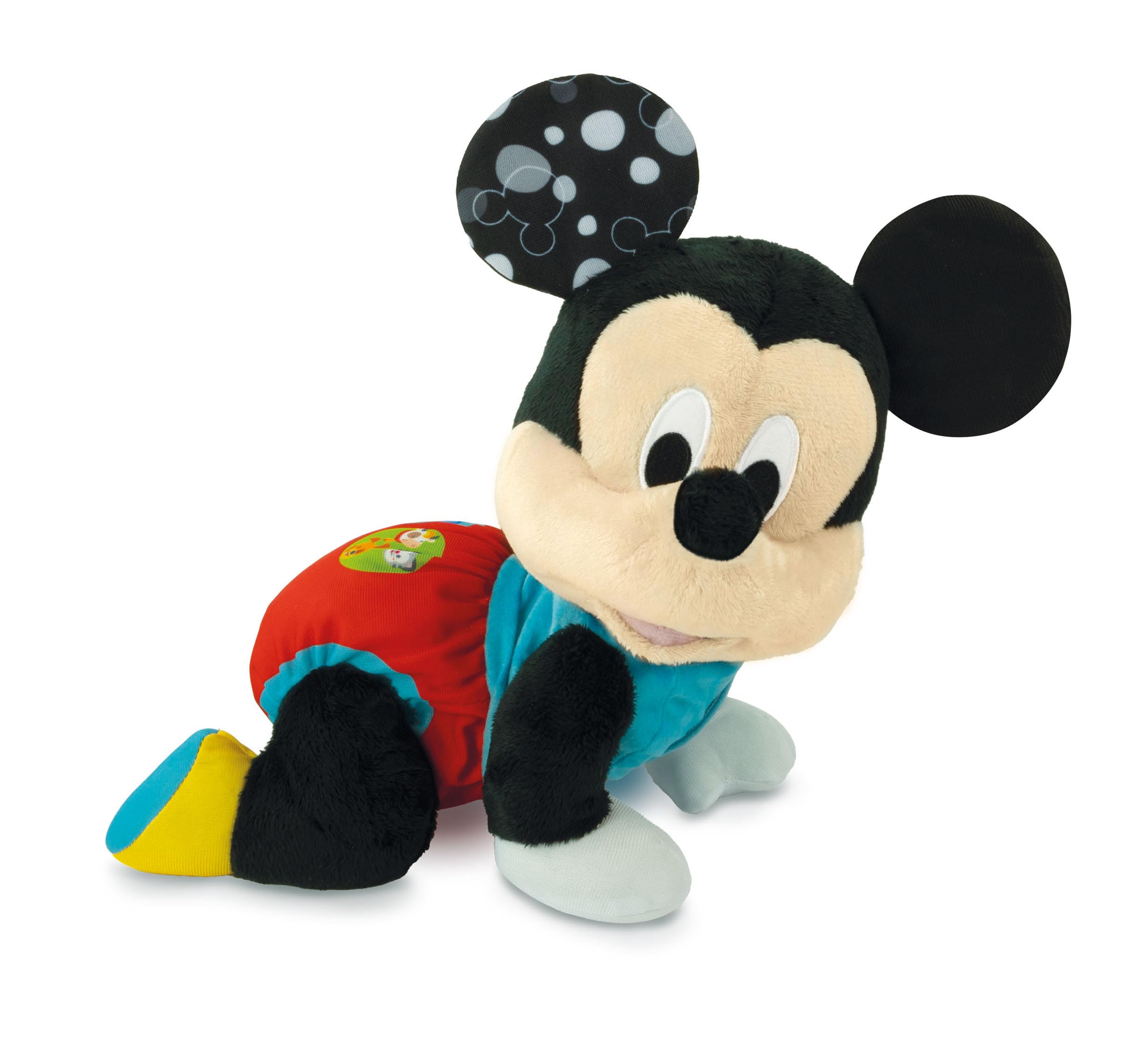 Clementoni Disney Baby Baby Mickey Gattona con Me, Topolino Peluche per Imparare a Gattonare, Gioco Prima Infanzia Bambini 6-36 Mesi, Insegna Numeri e Versi degli Animali, Lingua Italiana, 17991