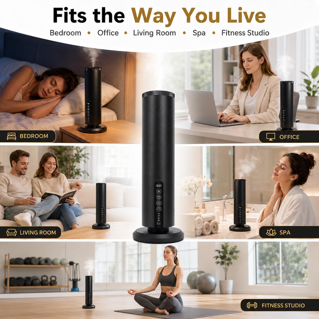 Hotel Waterless Scent Diffuser Starter Kit | 1500 Sq Ft Cold Air Essential Oil Diffuser with Bluetooth | Rechargeable Cordless Portable | Bedroom Office Home Spas | 4 X 20ml Hotel Essential Oil
