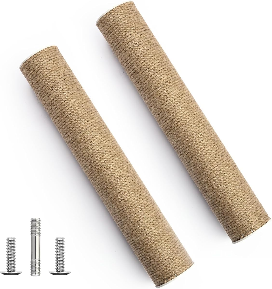 Cat Scratching Post Replacement, 17” x 2.95” Jute Rope Cat Tree/Tower Replacement Post, Refill Scratcher Posts with M8 Screws for DIY Cat Scratcher (2PCS)