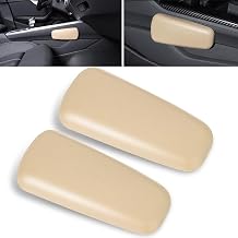 2 PCS Car Knee Cushion Pads, Center Console Side Pressure-Relieving Leg Support Soft Cushion, 6.89 " x 2.95 " Fine Leather Breathable Armrest Elbow Pad, Universal for Most Cars Trucks Beige