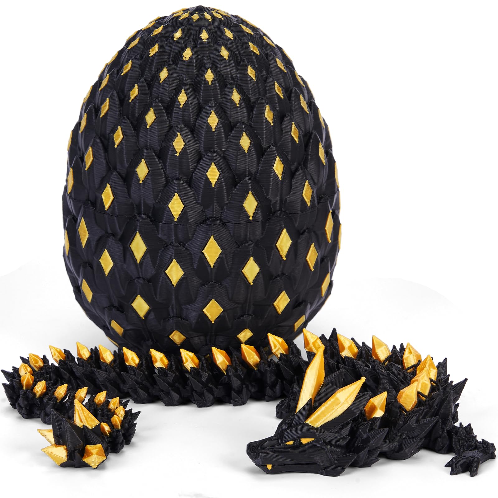 3D Printed Dragon Eggs Mystery Dragon Egg Glow in The Dark Articulated, 3D Print Surprise Animals Toy for Kid Teen Boy Girls In Night(Luminous gold)