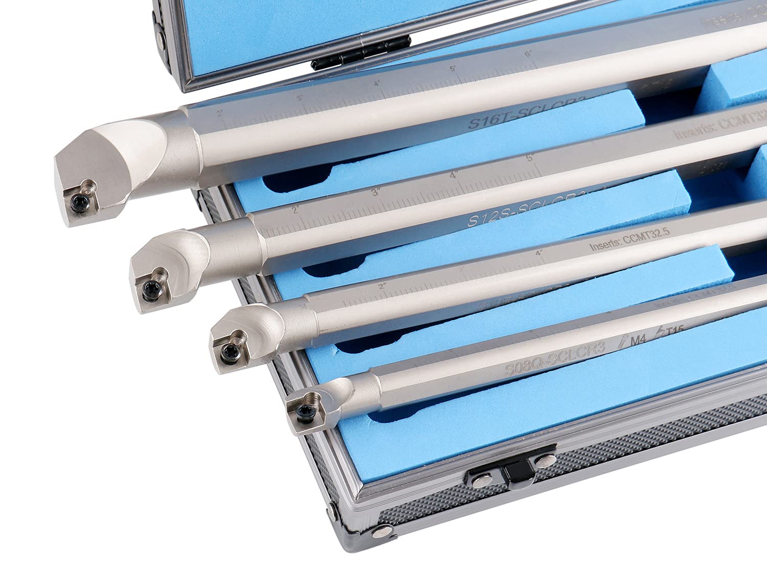 Accusize Industrial Tools Sclcr 4 Pc Indexable Boring Bar Set, Without Inserts, Working with Ccmt 32.5 and Cctg 32.5 Inserts, 1/2", 5/8", 3/4", & 1",P252-S411