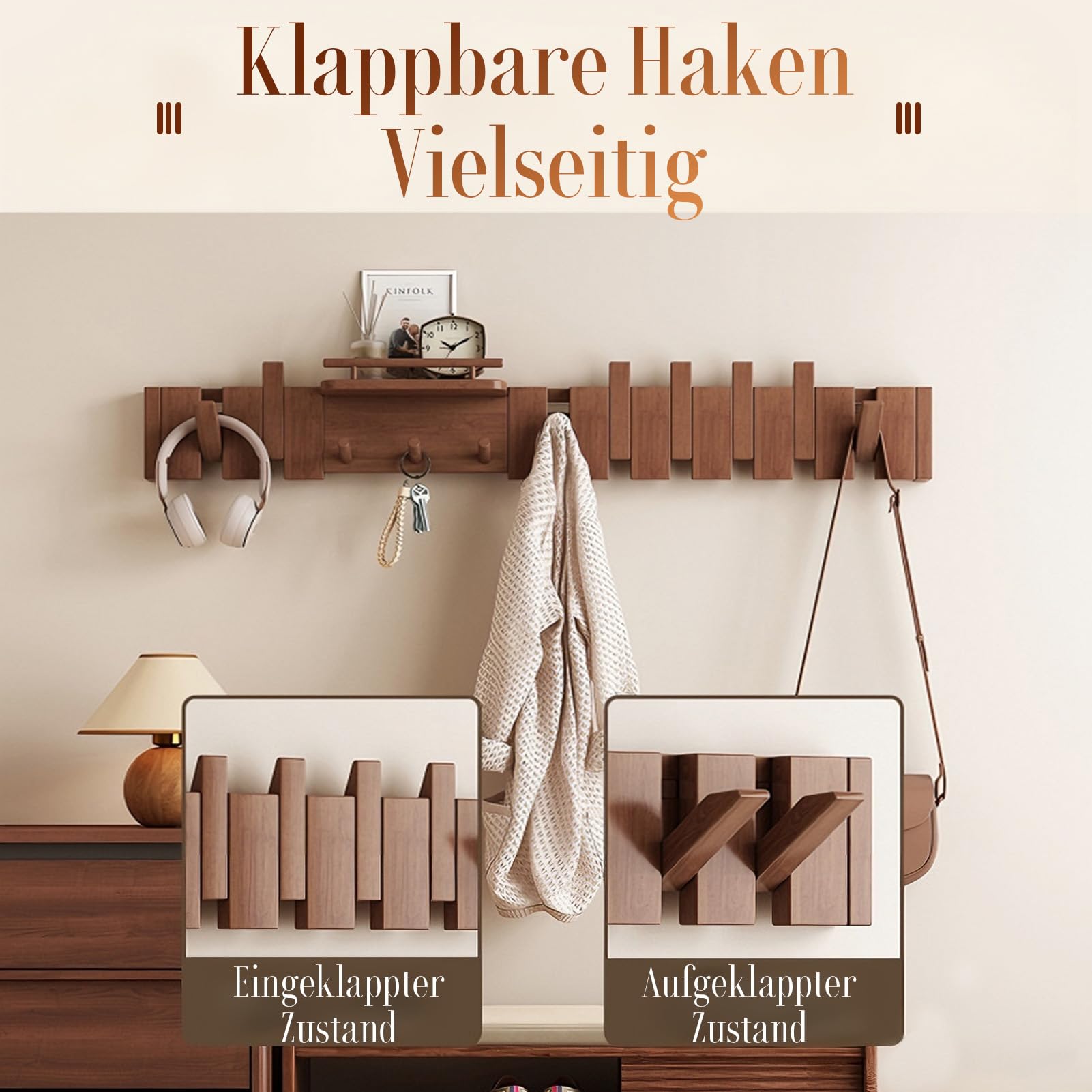 garderobenhaken kleiderhaken wand wandgarderobe jackenaufhänger hakenleiste garderobe wand hakenleiste garderobe Massivholz Klaviergarderobe Living Room and Bedroom (Natur, 7-Haken)