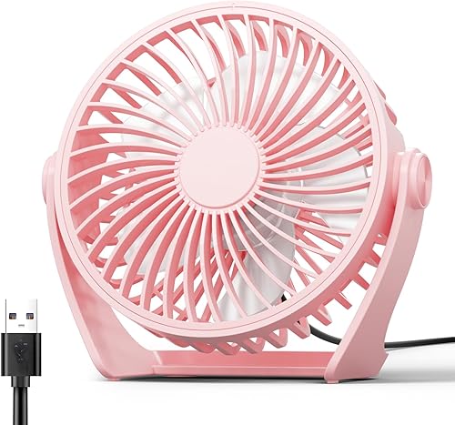Miniatura 13 de Ventilador de escritorio con USB, ventilador pequeño portátil de 5 pulgadas, ventilador de mesa personal de 3 velocidades con viento potente, mini