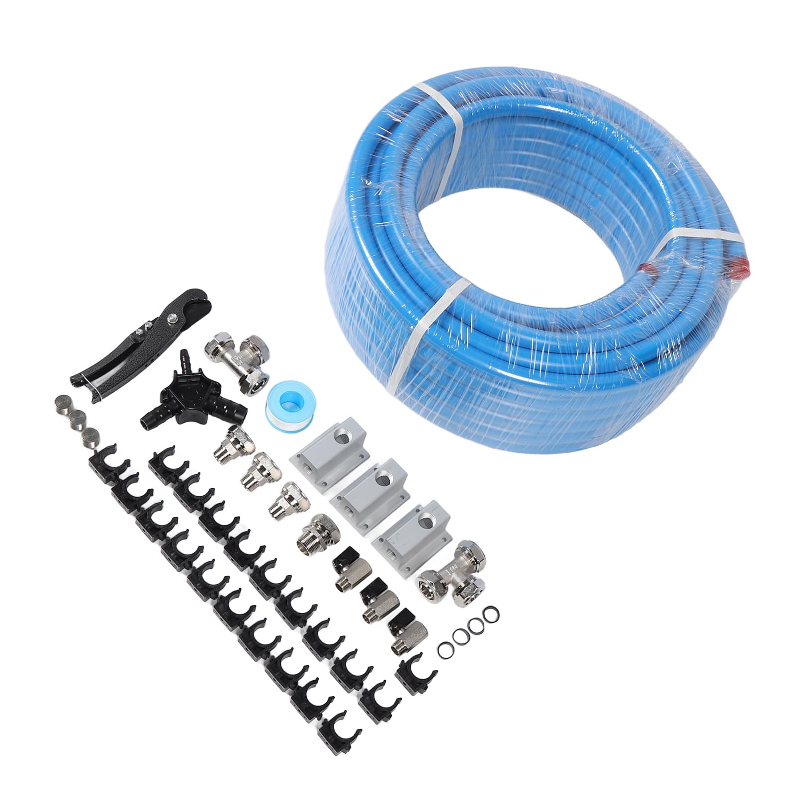 Alomejor de Tuberías de Aire Comprimido, Kit de Línea de Aire de Taller de Aluminio HDPE de 3,4 Pulgadas X 100 Pies, Compresión de Junta Tórica de 200 PSI, Instalación Rápida Flexible para