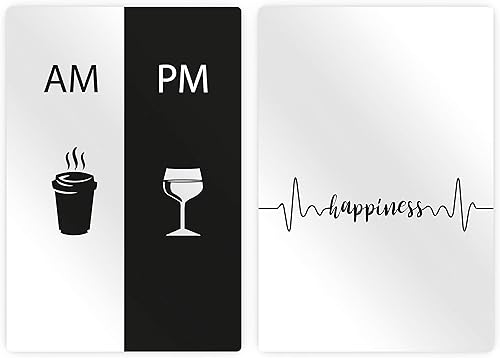 Miniatura 2 de HB Art Design AM and PM Coffee Line Art - Juego de 2 paneles de impresión de metal, arte de pared, decoración de cafetería, decoración de pared de