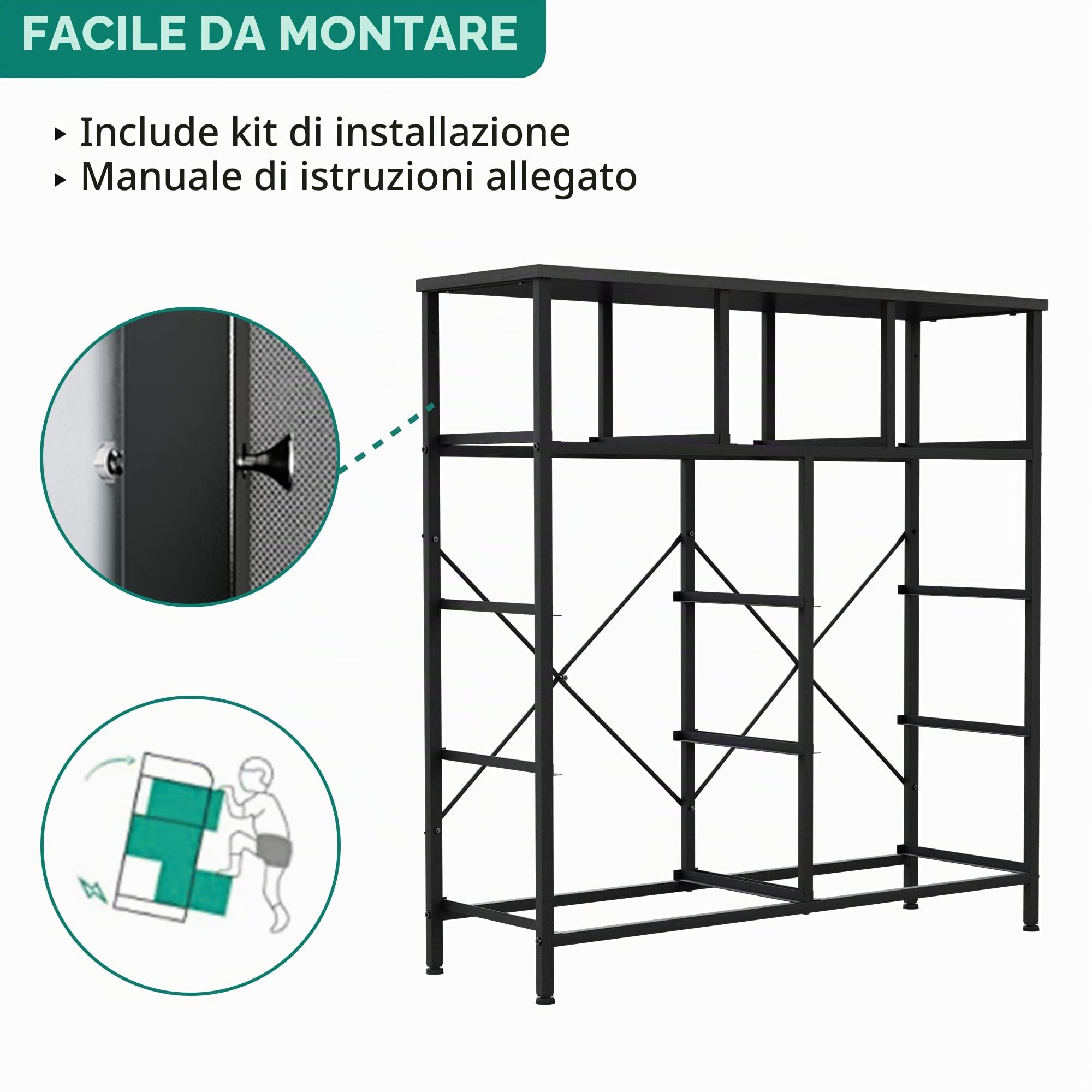 YITAHOME Cassettiera in tessuto, armadietto con 9 cassetti,Cassettiera per Corridoio in Tessuto,con vano contenitore in tessuto per soggiorno,camera da letto,cameretta dei bambini, grigio nero