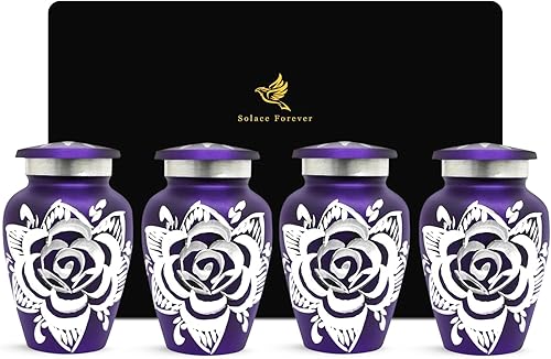 Urnas de recuerdo moradas  Juego de 4 mini urnas para cenizas humanas con caja  Urnas rosas hechas a mano  Urnas pequeñas para cenizas  Honra a tu