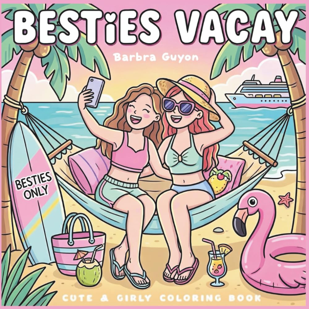 Besties Vacay Coloring Book: A Cute and Girly Summer Adventure with Tropical Beaches, Fun Travel Scenes, and Relaxing Friendship Moments for Teens and Adults