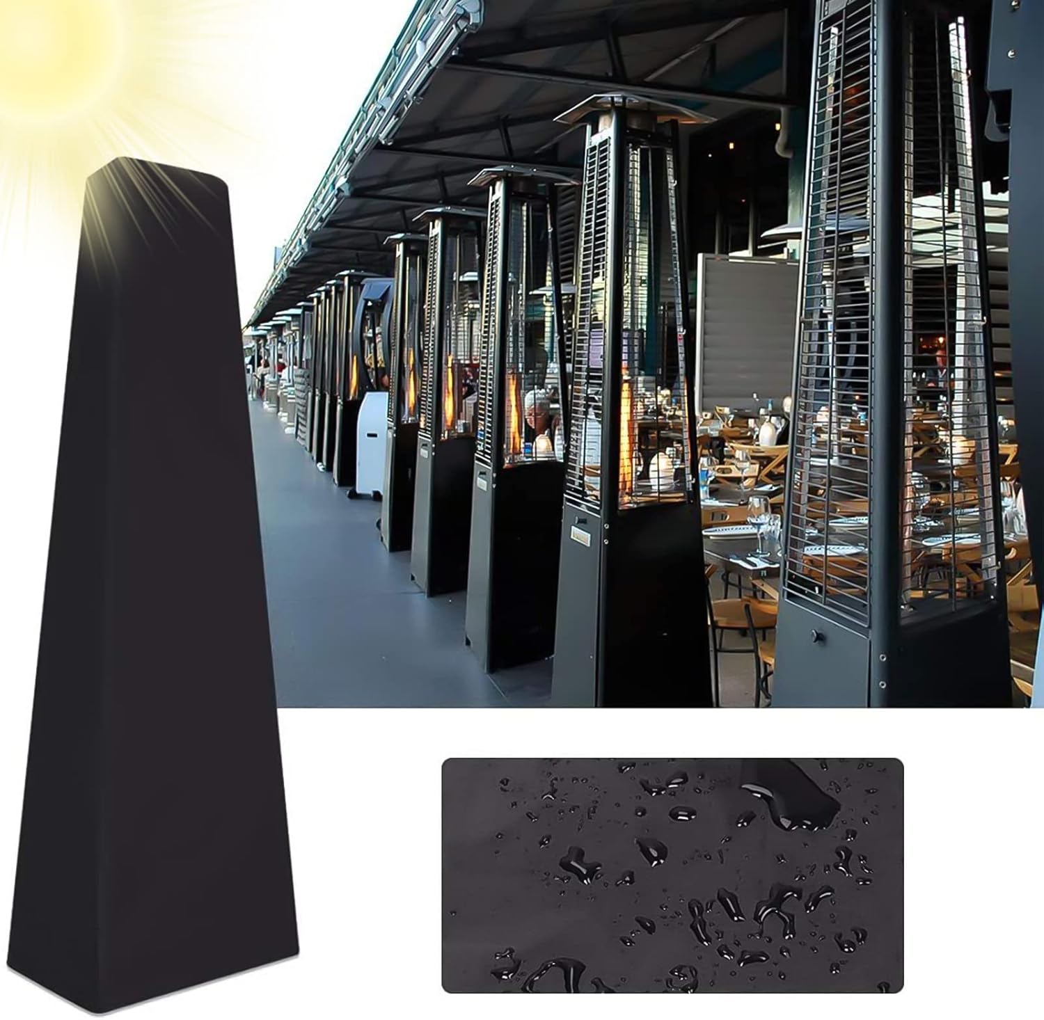 Heater Cover, Patio Garden Heater Cover Protector for Pyramid Patio Heaters Waterproof Triangle Tall Heater Cover