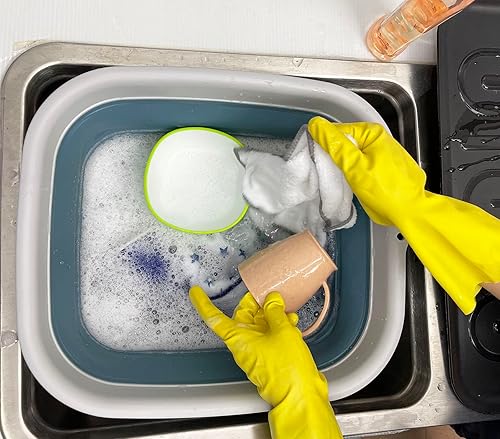 Miniatura 6 de SAMMART Sartén plegable de 15 litros con tapón de drenaje, lavabo de lavado plegable, tina portátil para lavar platos, bandeja de almacenamiento de