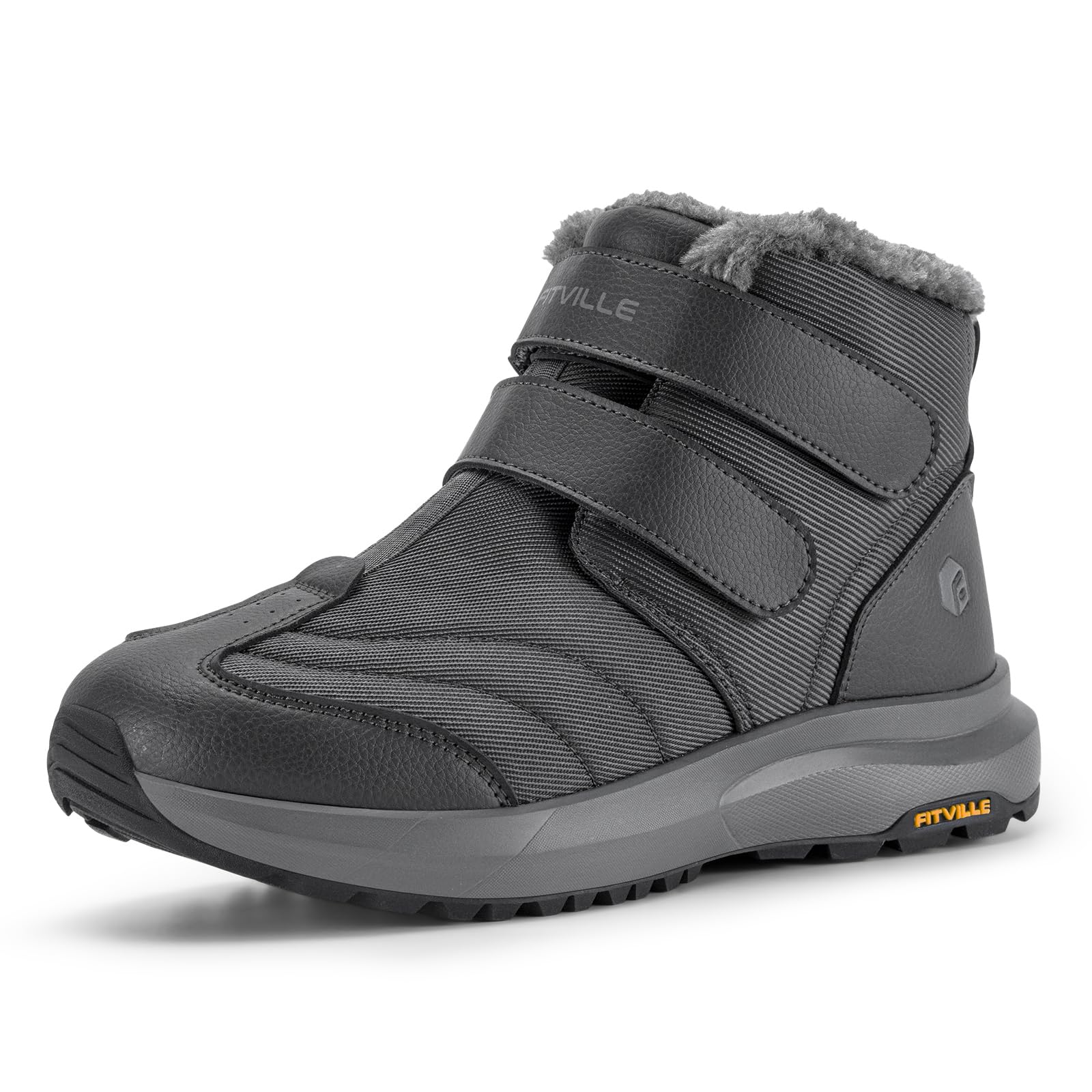 FitVille Winterschuhe Herren Extra Weit Winterstiefel mit Klettverschluss Rutschfest Stiefel Outdoor Winter Boots