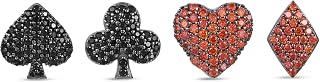 14K Gold Plated Creative Dainty Playing Card Cubic Zirconia Stud Earring Set丨925 Sterling Silver Ear Posts 丨Lightweight Hearts Spades Diamond Clubs Poker Casino Earrings丨Trendy Hypoallergenic Fun Jewelry Gift For Women Men