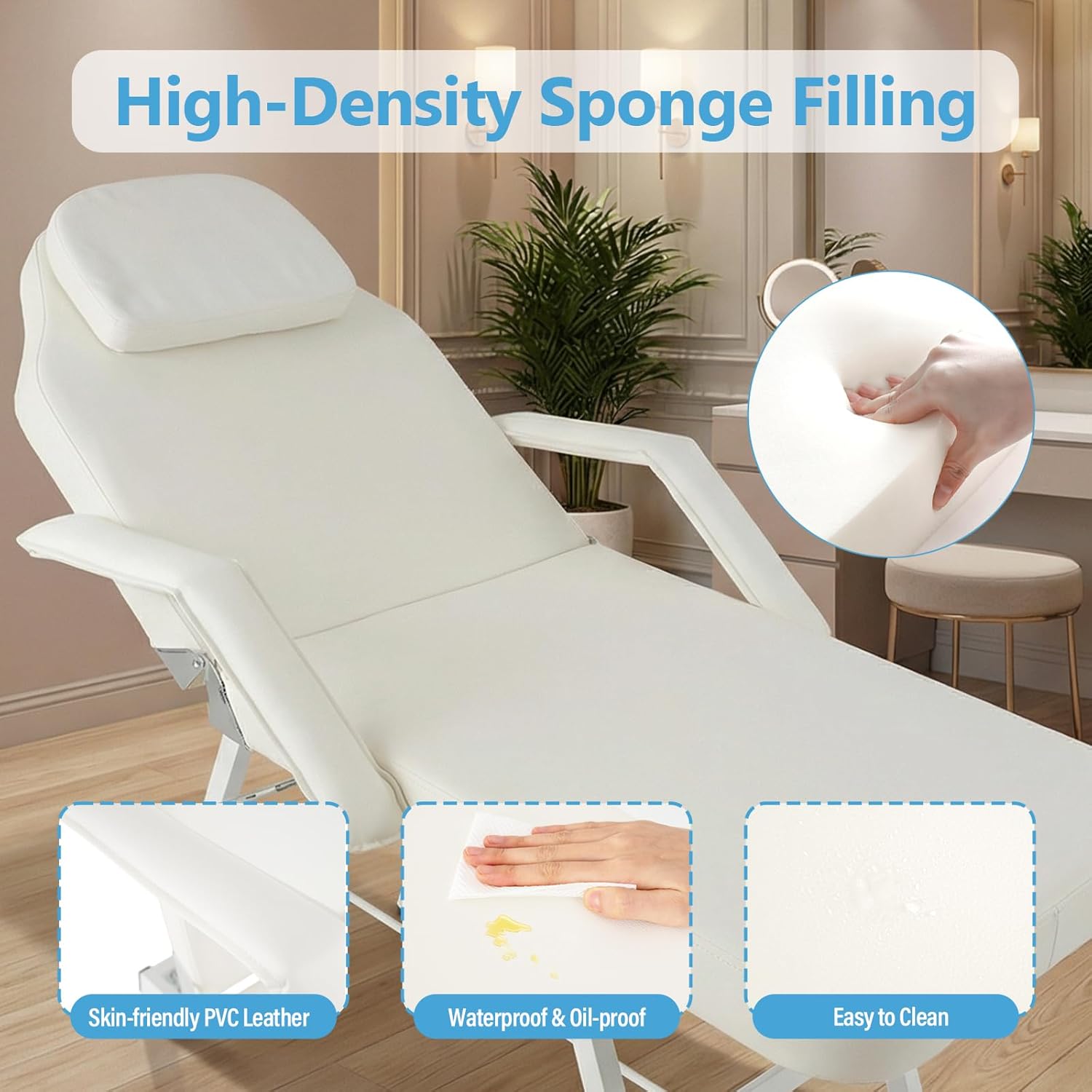 Giantex Portable Massage Bed Tattoo Chair, 73 Inch Adjustable Facial Table for Salon Beauty Spa w/Carrying Bag, Folding Spa Chair Esthetician & Lash Bed, White