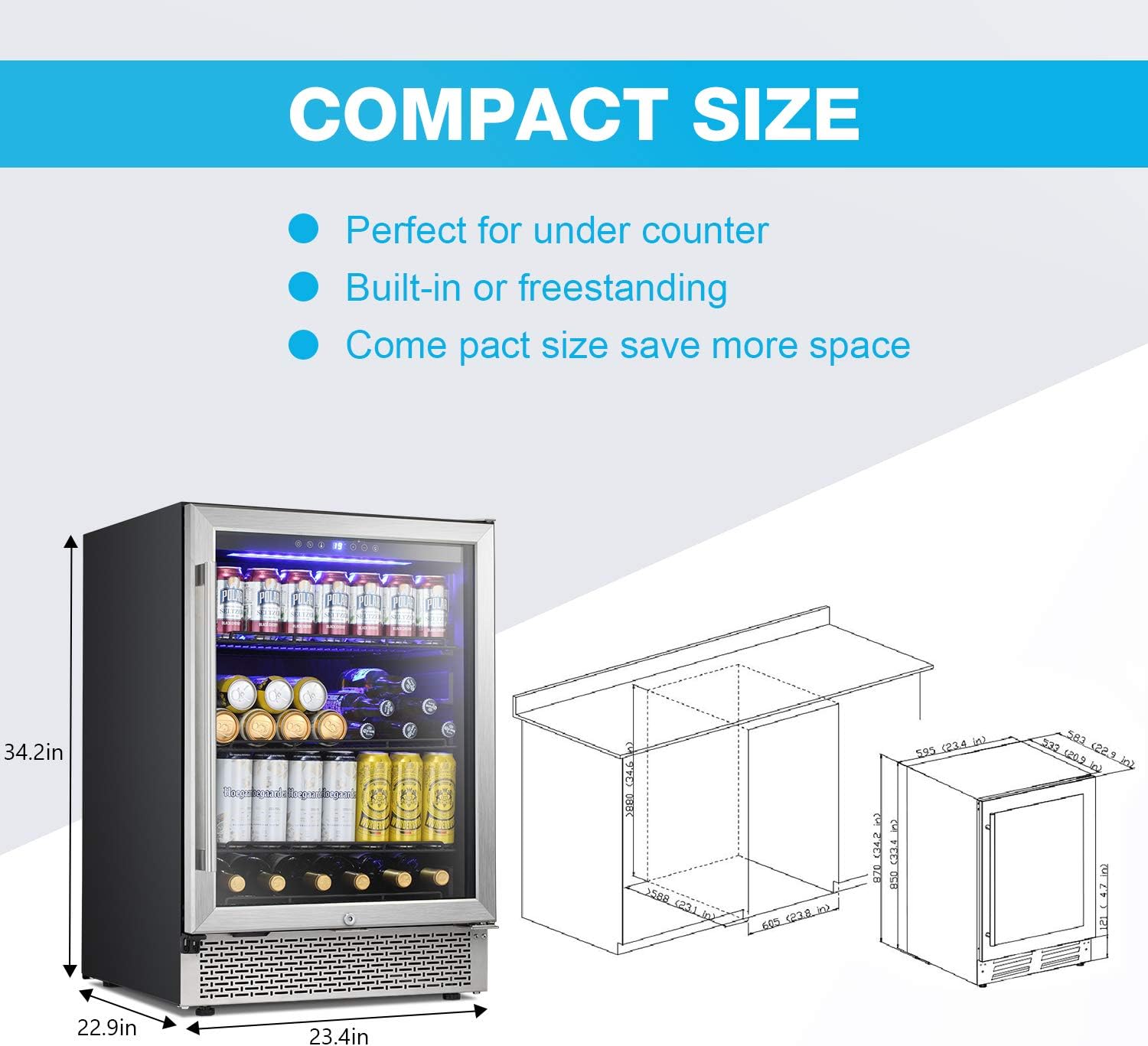 Bеѕt Dеаl 🛒 Antarctic Star 24 Inch Beverage Refrigerator Buit-in Wine Cooler Mini Fridge Clear Glass Door Digital Memory Temperature Control, Beer Soda LED Light, Quiet Operation (24 Inch) Buу 1 gеt 1 Antarctic Star 24 Inch Beverage Refrigerator Buit-in Wine Cooler Mini Fridge Clear Glass Door Digital Memory Temperature Control, Beer Soda LED Light, Quiet Operation (24 Inch)